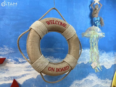 Phao cứu sinh decor chữ welcome vải bố [Mộc mạc - ĐK47cm] PHAOCUUSINH-03